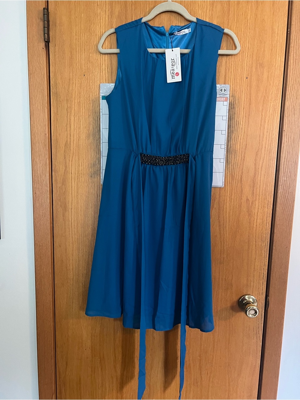 Meaneor Sleeveless Dress with Beaded Waist